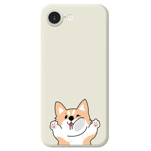 For iPhone 17e / 16e Case Cartoon Dog Pattern Printing Straight Edge TPU Phone Back Cover - Beige - 1
