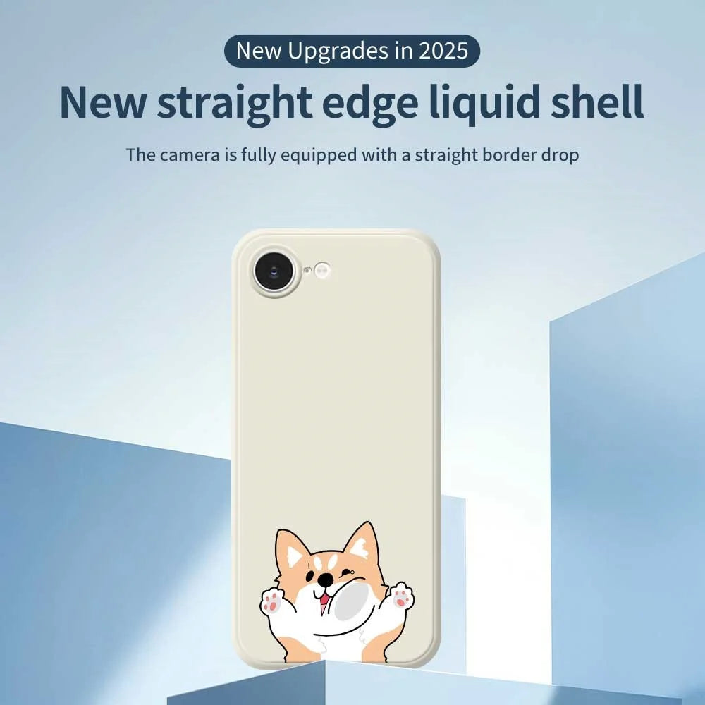 For iPhone 17e / 16e Case Cartoon Dog Pattern Printing Straight Edge TPU Phone Back Cover - Beige - 2