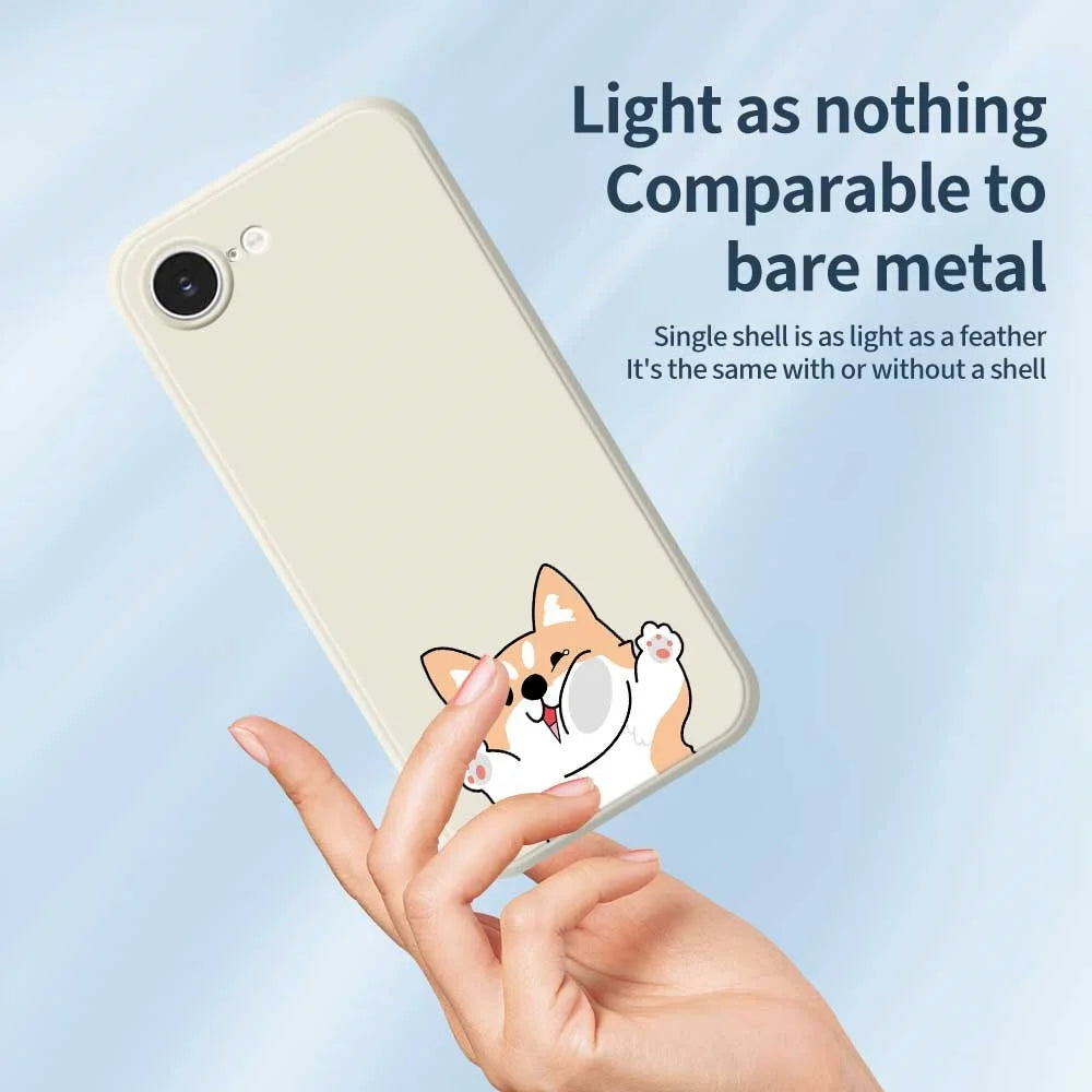 For iPhone 17e / 16e Case Cartoon Dog Pattern Printing Straight Edge TPU Phone Back Cover - Beige - 3
