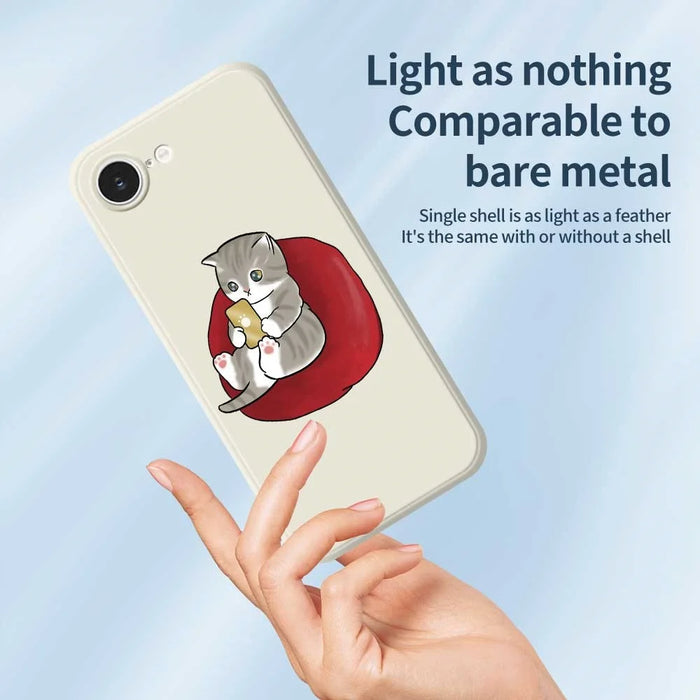 For iPhone 17e / 16e Case Casual Cat Pattern Printing Straight Edge TPU Phone Back Cover - Beige - 3