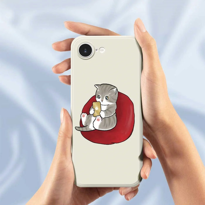 For iPhone 17e / 16e Case Casual Cat Pattern Printing Straight Edge TPU Phone Back Cover - Beige - 4