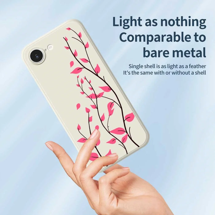 For iPhone 17e / 16e Case Red Leaves Pattern Printing Straight Edge TPU Phone Back Cover - Black - 3