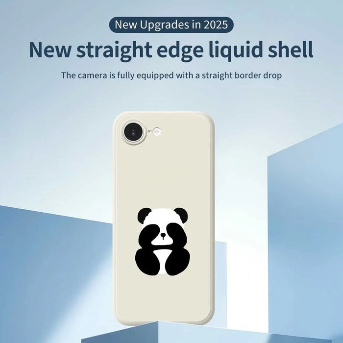 For iPhone 17e / 16e Case Blindfolded Panda Pattern Printing Straight Edge TPU Phone Back Cover - Green - 2