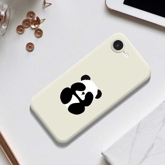For iPhone 17e / 16e Case Blindfolded Panda Pattern Printing Straight Edge TPU Phone Back Cover - Green - 6