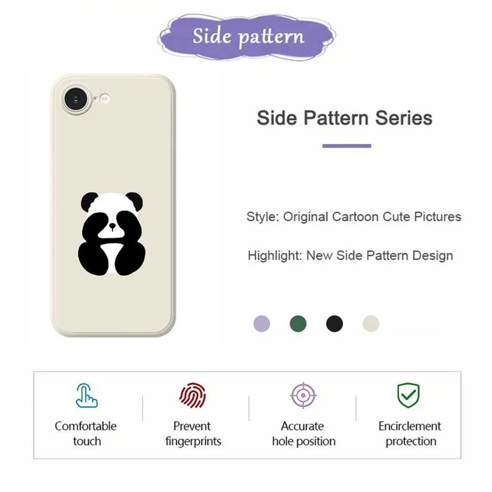 For iPhone 17e / 16e Case Blindfolded Panda Pattern Printing Straight Edge TPU Phone Back Cover - Green - 7