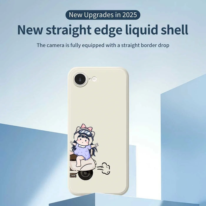 For iPhone 17e / 16e Case Helmet Girl Pattern Printing Straight Edge TPU Phone Back Cover - Purple - 2