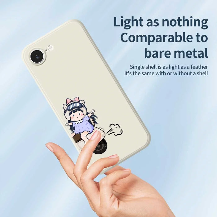 For iPhone 17e / 16e Case Helmet Girl Pattern Printing Straight Edge TPU Phone Back Cover - Purple - 3