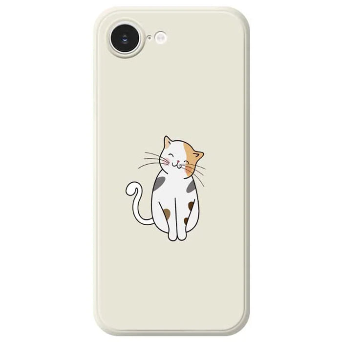 For iPhone 17e / 16e Case Cute Calico Cat Pattern Printing Straight Edge TPU Phone Back Cover - Beige - 1