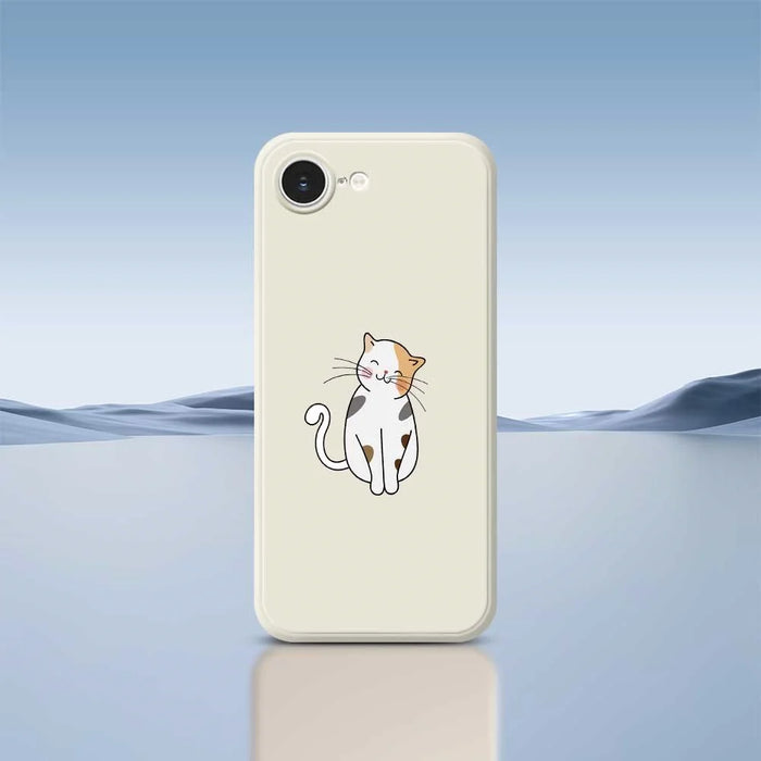 For iPhone 17e / 16e Case Cute Calico Cat Pattern Printing Straight Edge TPU Phone Back Cover - Beige - 2