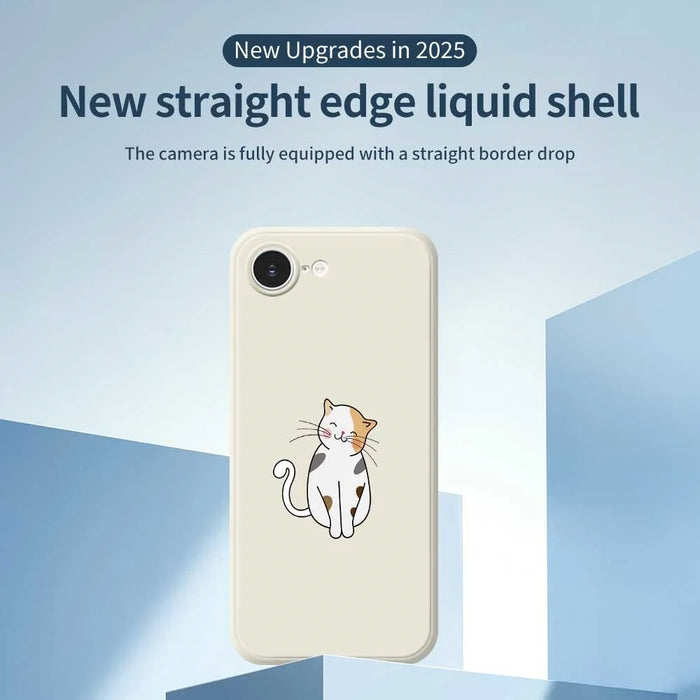 For iPhone 17e / 16e Case Cute Calico Cat Pattern Printing Straight Edge TPU Phone Back Cover - Beige - 3