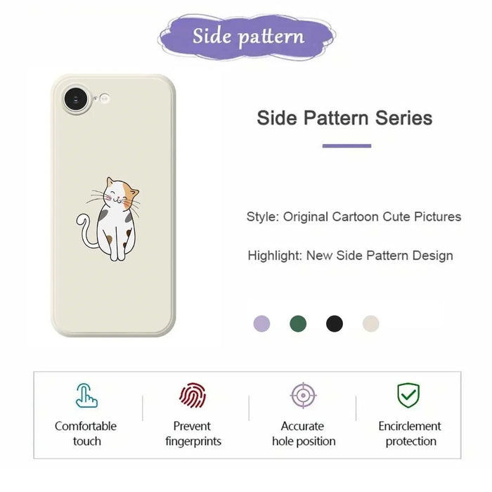 For iPhone 17e / 16e Case Cute Calico Cat Pattern Printing Straight Edge TPU Phone Back Cover - Beige - 5