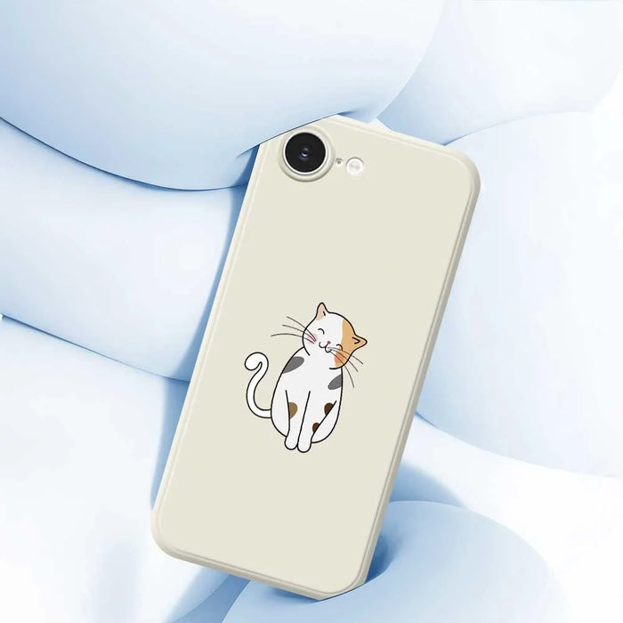For iPhone 17e / 16e Case Cute Calico Cat Pattern Printing Straight Edge TPU Phone Back Cover - Beige - 7