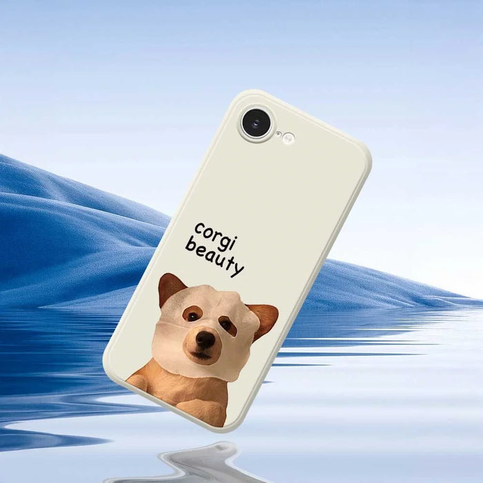 For iPhone 17e / 16e Case Cute Corgi Beauty Pattern Printing Straight Edge TPU Phone Back Cover - Beige - 7