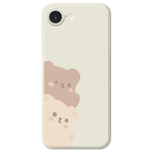 For iPhone 17e / 16e Case Cute Bears Pattern Printing Straight Edge TPU Phone Back Cover - Beige - 1