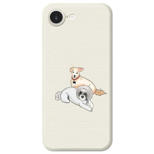 For iPhone 17e / 16e Case Two Dogs Pattern Printing Straight Edge TPU Phone Back Cover - Beige - 1