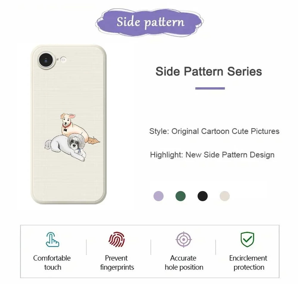 For iPhone 17e / 16e Case Two Dogs Pattern Printing Straight Edge TPU Phone Back Cover - Beige - 4