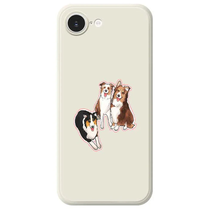 For iPhone 17e / 16e Case Three Dogs Pattern Printing Straight Edge TPU Phone Back Cover - Beige - 1