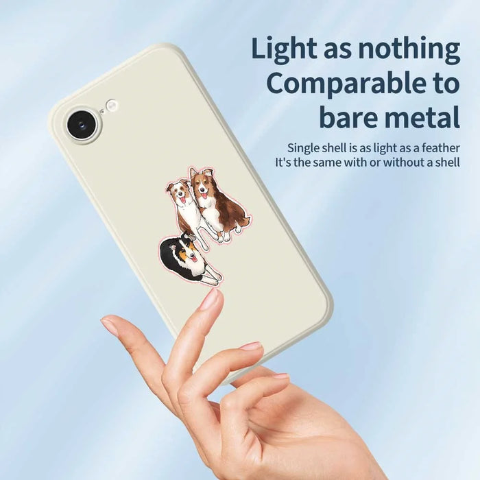 For iPhone 17e / 16e Case Three Dogs Pattern Printing Straight Edge TPU Phone Back Cover - Beige - 3