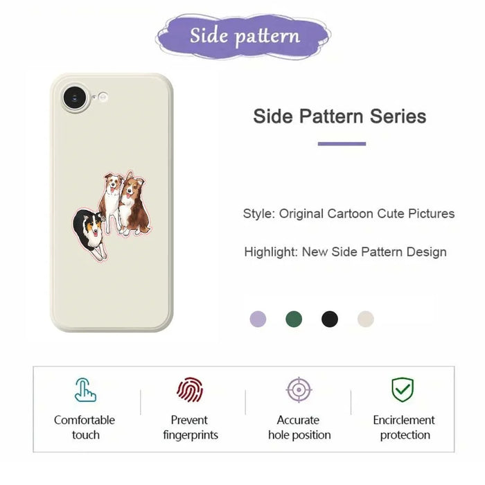 For iPhone 17e / 16e Case Three Dogs Pattern Printing Straight Edge TPU Phone Back Cover - Beige - 4