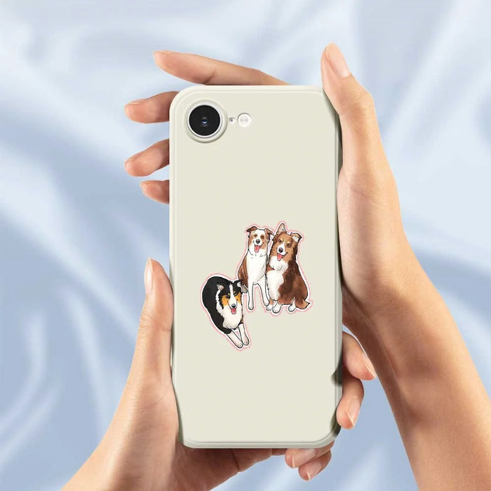 For iPhone 17e / 16e Case Three Dogs Pattern Printing Straight Edge TPU Phone Back Cover - Beige - 5