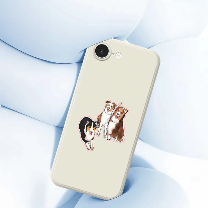 For iPhone 17e / 16e Case Three Dogs Pattern Printing Straight Edge TPU Phone Back Cover - Beige - 6