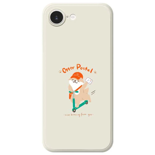 For iPhone 17e / 16e Case Cute Dog Postman Pattern Printing Straight Edge TPU Phone Back Cover - Beige - 1