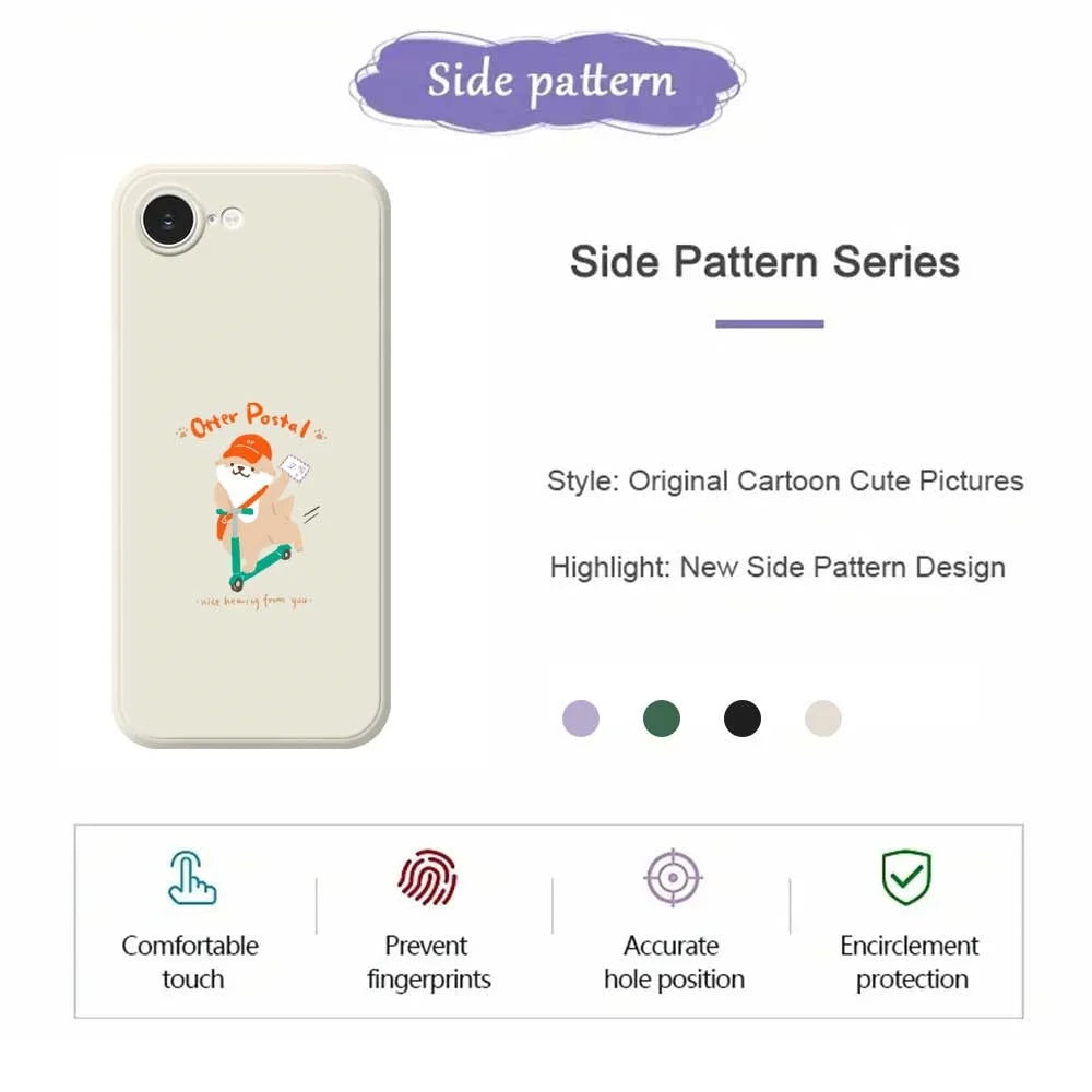 For iPhone 17e / 16e Case Cute Dog Postman Pattern Printing Straight Edge TPU Phone Back Cover - Beige - 4