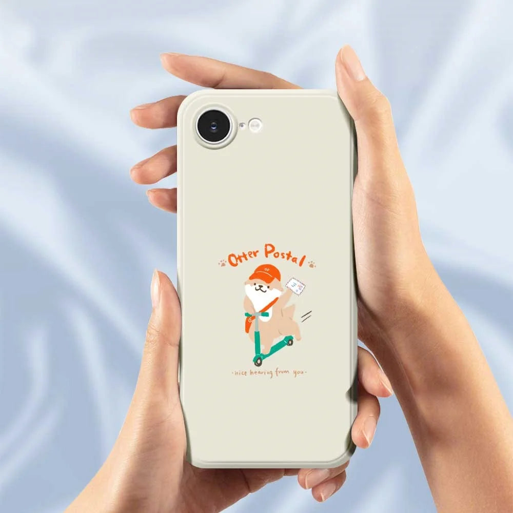 For iPhone 17e / 16e Case Cute Dog Postman Pattern Printing Straight Edge TPU Phone Back Cover - Beige - 5