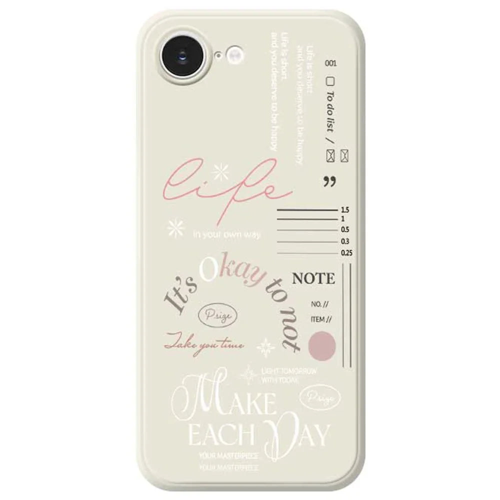 For iPhone 17e / 16e Case Make Each Day Pattern Printing Straight Edge TPU Phone Back Cover - Beige - 1