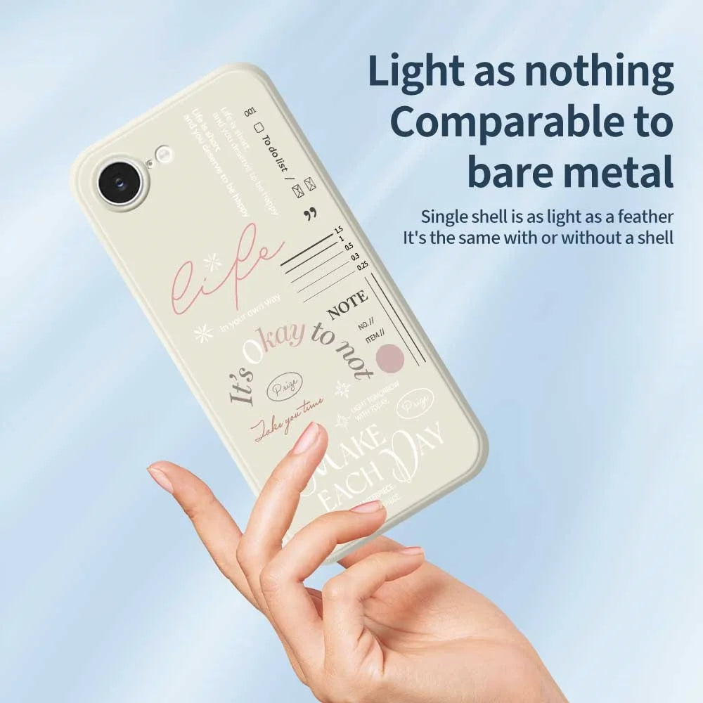 For iPhone 17e / 16e Case Make Each Day Pattern Printing Straight Edge TPU Phone Back Cover - Beige - 3