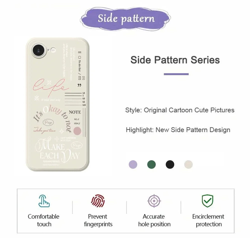For iPhone 17e / 16e Case Make Each Day Pattern Printing Straight Edge TPU Phone Back Cover - Beige - 4