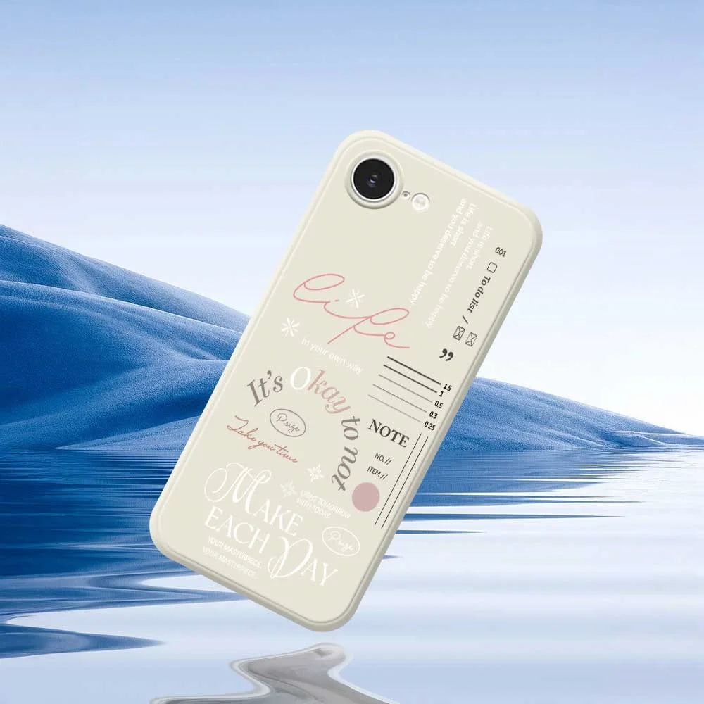 For iPhone 17e / 16e Case Make Each Day Pattern Printing Straight Edge TPU Phone Back Cover - Beige - 7