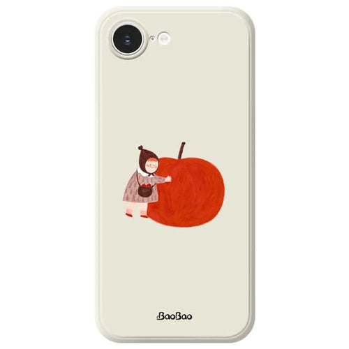 For iPhone 17e / 16e Case Hug Red Apple Pattern Printing Straight Edge TPU Phone Back Cover - Beige - 1