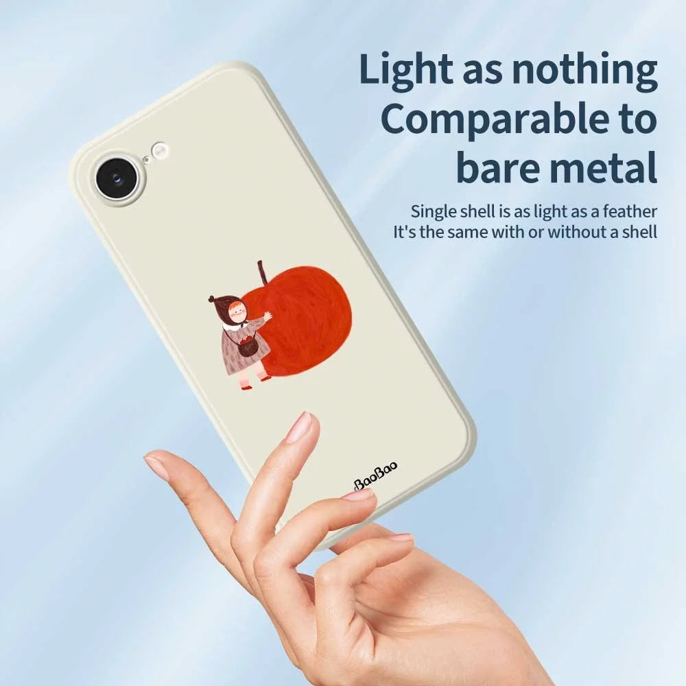 For iPhone 17e / 16e Case Hug Red Apple Pattern Printing Straight Edge TPU Phone Back Cover - Beige - 3