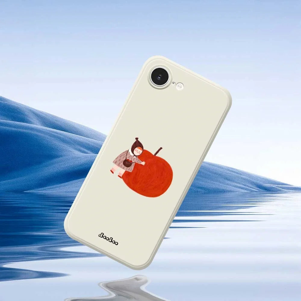 For iPhone 17e / 16e Case Hug Red Apple Pattern Printing Straight Edge TPU Phone Back Cover - Beige - 7