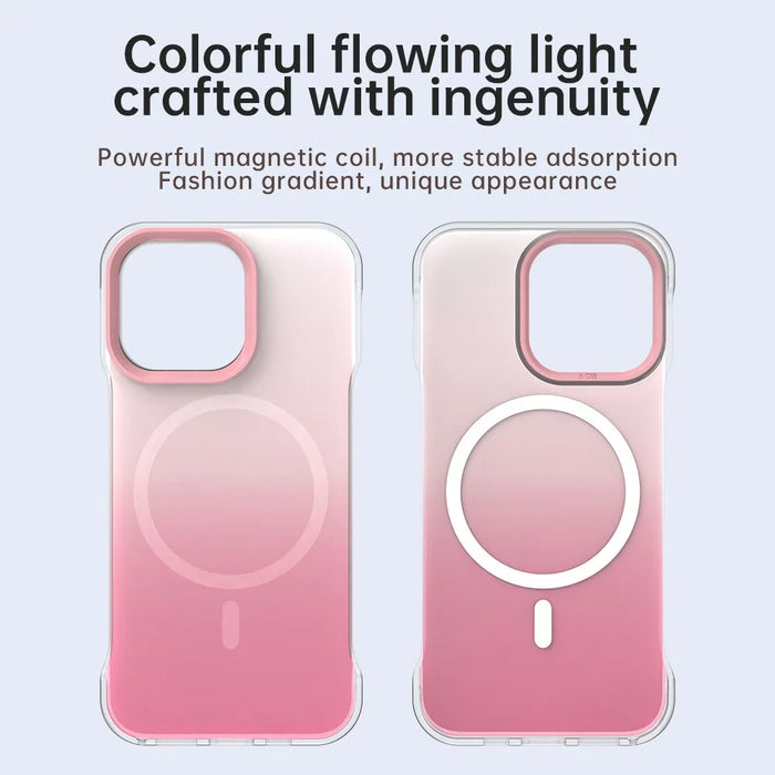 For iPhone 13 Pro Magnetic Case Gradient Design Borderless IMD TPU + PC + PET Phone Cover - Pink - 4