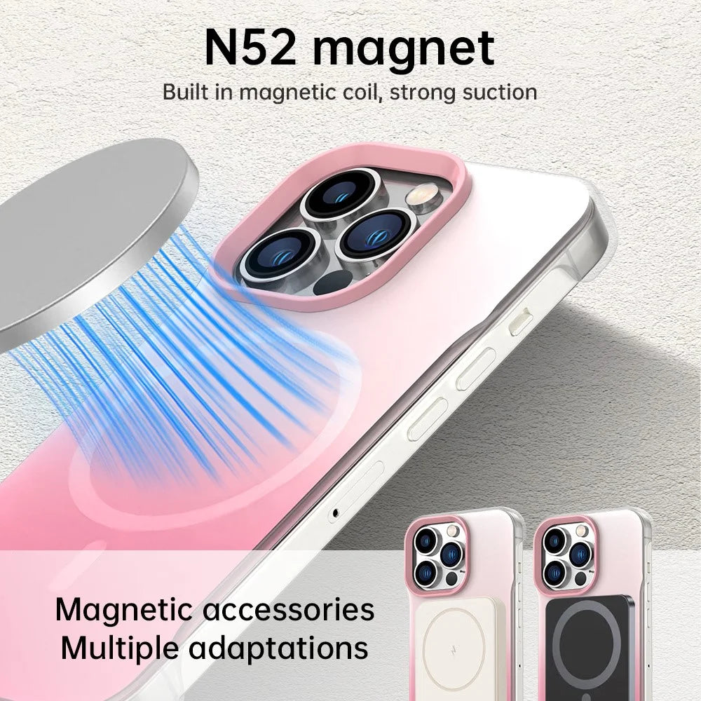 For iPhone 13 Pro Max Magnetic Case Gradient Design Borderless IMD TPU + PC + PET Phone Cover - Pink - 3