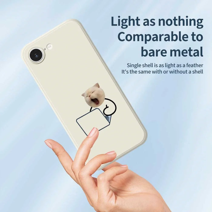 For iPhone 17e / 16e Case Working Cat Pattern Printing Straight Edge TPU Phone Back Cover - White - 3