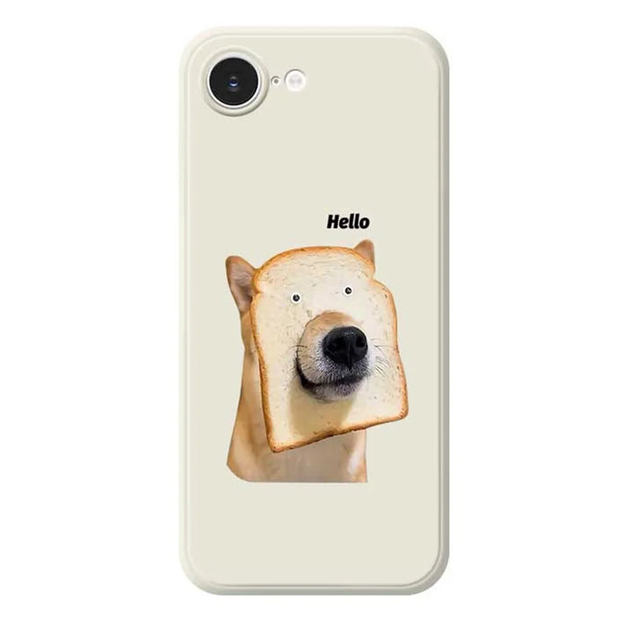 For iPhone 17e / 16e Case Toast Dog Pattern Printing Straight Edge TPU Phone Back Cover - Beige - 1