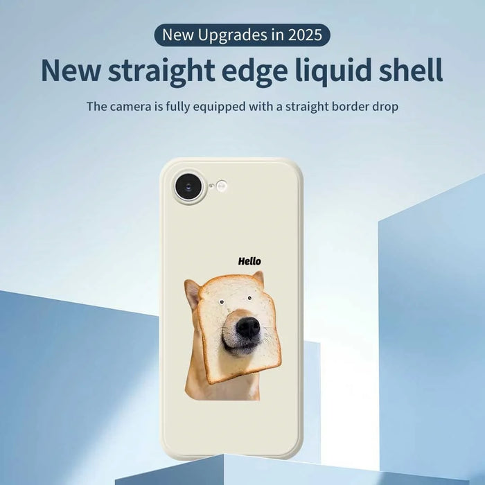 For iPhone 17e / 16e Case Toast Dog Pattern Printing Straight Edge TPU Phone Back Cover - Beige - 3