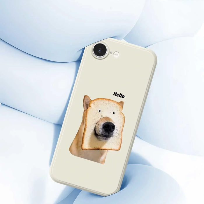 For iPhone 17e / 16e Case Toast Dog Pattern Printing Straight Edge TPU Phone Back Cover - Beige - 5