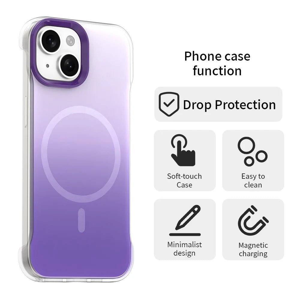 For iPhone 15 Plus / 14 Plus Magnetic Case Gradient Design Borderless IMD TPU + PC + PET Phone Cover - Purple - 2