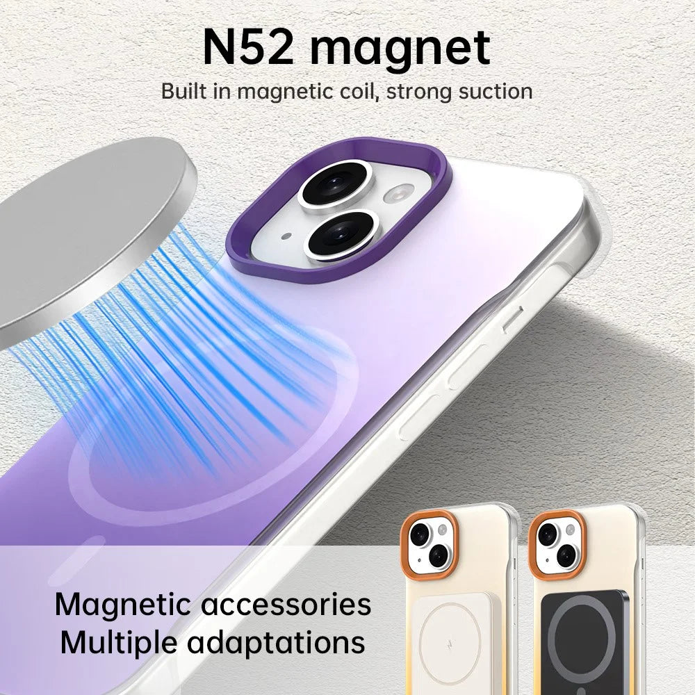 For iPhone 15 Plus / 14 Plus Magnetic Case Gradient Design Borderless IMD TPU + PC + PET Phone Cover - Purple - 3