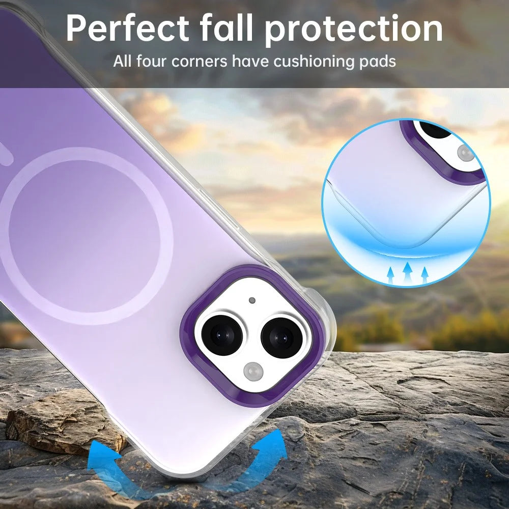 For iPhone 15 Plus / 14 Plus Magnetic Case Gradient Design Borderless IMD TPU + PC + PET Phone Cover - Purple - 5