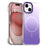 For iPhone 15 Magnetic Case Gradient Design Borderless IMD TPU + PC + PET Phone Cover - Purple - 1