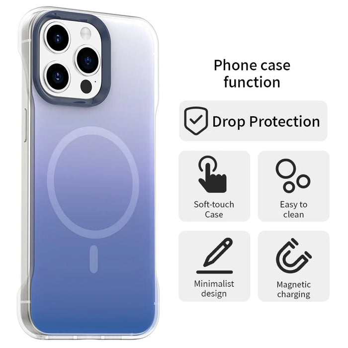 For iPhone 15 Pro Magnetic Case Gradient Design Borderless IMD TPU + PC + PET Phone Cover - Blue - 2