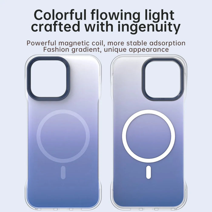 For iPhone 15 Pro Magnetic Case Gradient Design Borderless IMD TPU + PC + PET Phone Cover - Blue - 4