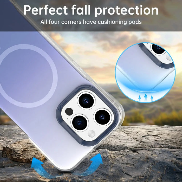 For iPhone 15 Pro Magnetic Case Gradient Design Borderless IMD TPU + PC + PET Phone Cover - Blue - 5