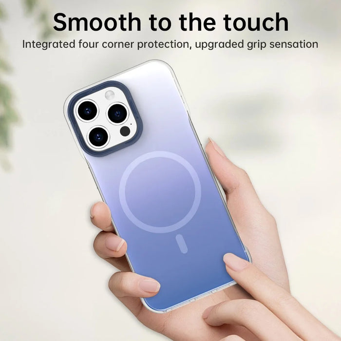 For iPhone 15 Pro Magnetic Case Gradient Design Borderless IMD TPU + PC + PET Phone Cover - Blue - 6