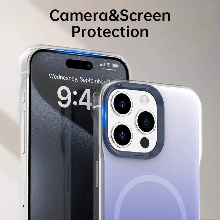 For iPhone 15 Pro Magnetic Case Gradient Design Borderless IMD TPU + PC + PET Phone Cover - Blue - 7